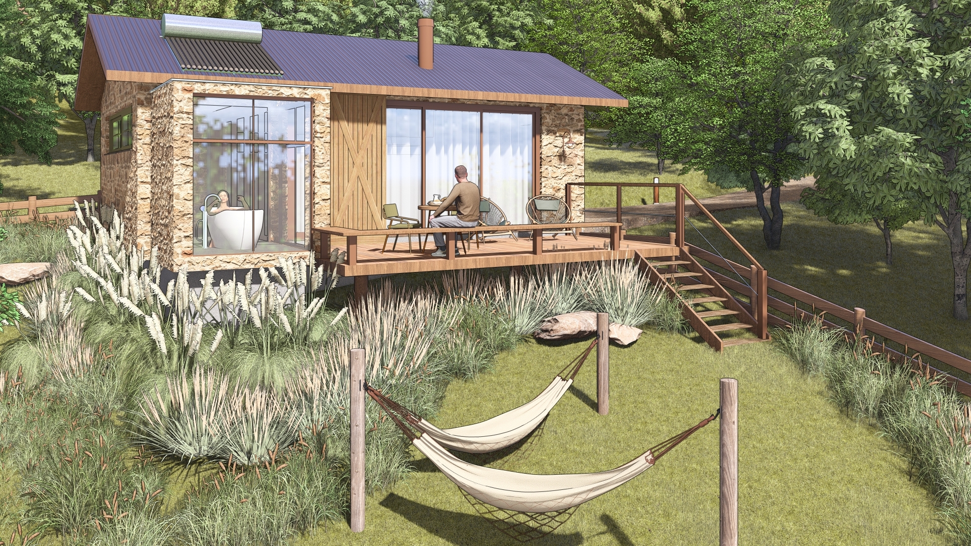 Cuesta Ranch - cabana de hospedagem 04 Cabana de hospedagem 04 do projeto Cuesta Ranch da LEIVA Arquitetura Rural