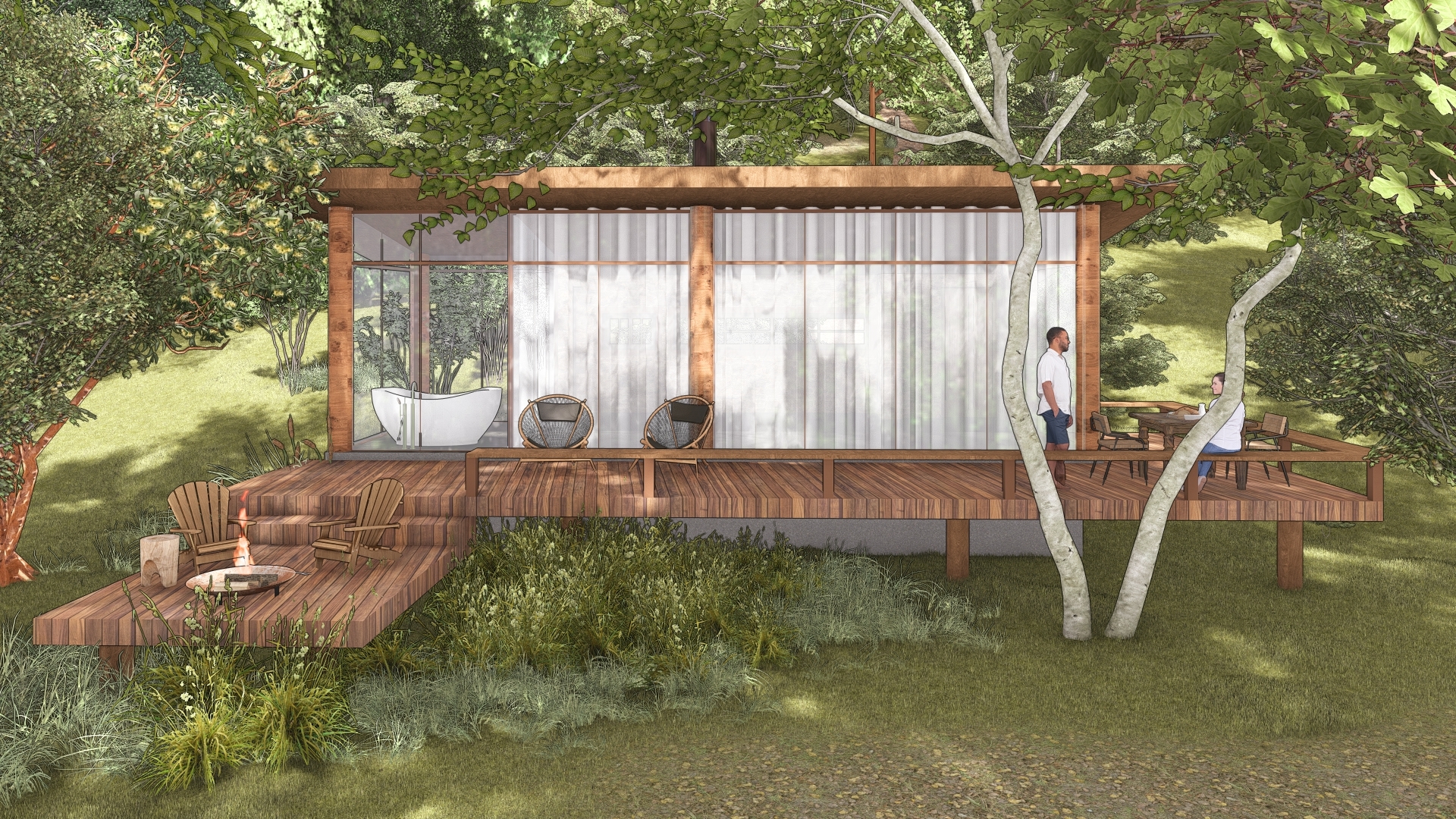 Cuesta Ranch - cabana na mata Cabana na mata do projeto Cuesta Ranch da LEIVA Arquitetura Rural
