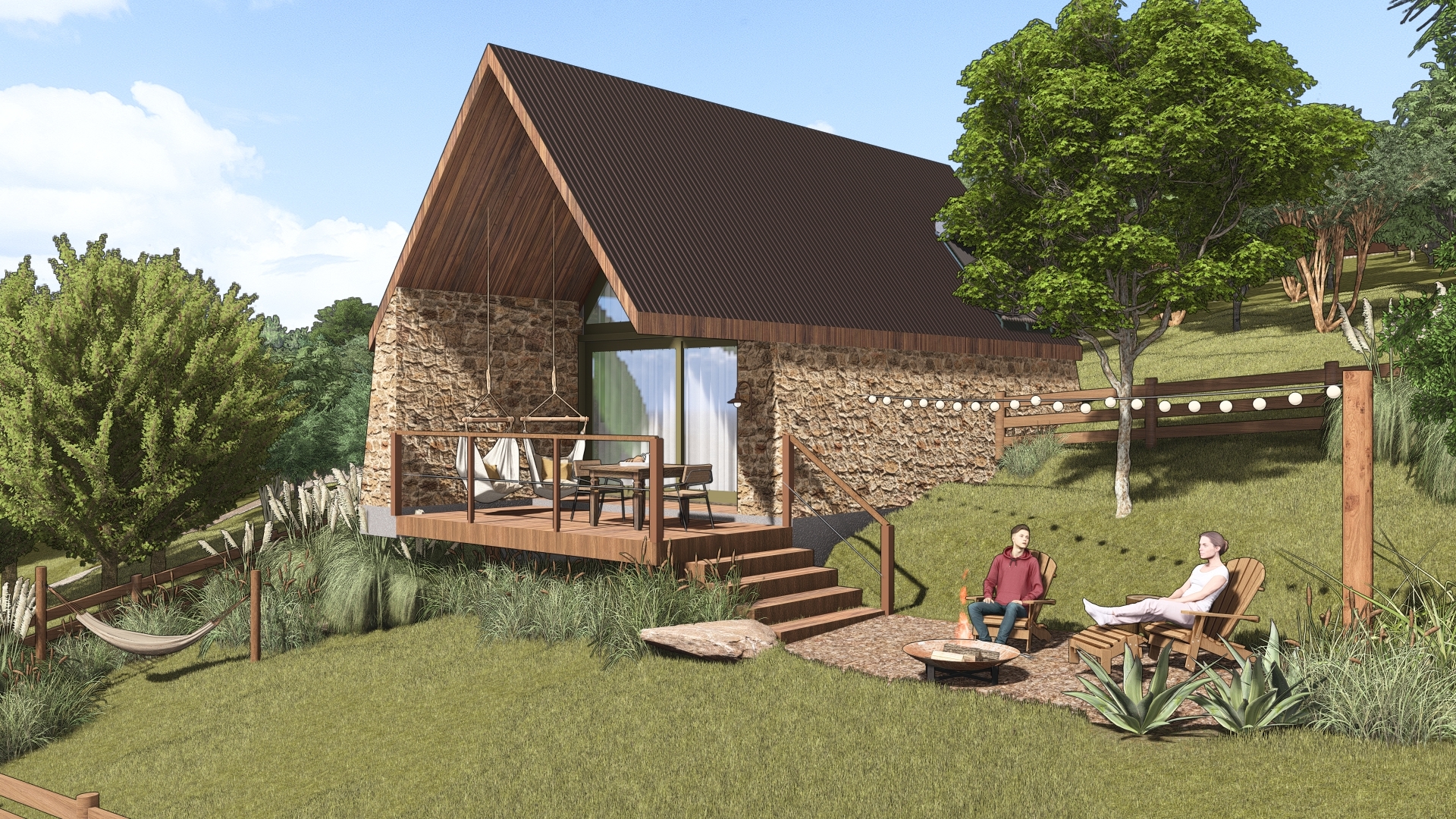 Cuesta Ranch - cabana de hospedagem Cabana de hospedagem do projeto Cuesta Ranch da LEIVA Arquitetura Rural