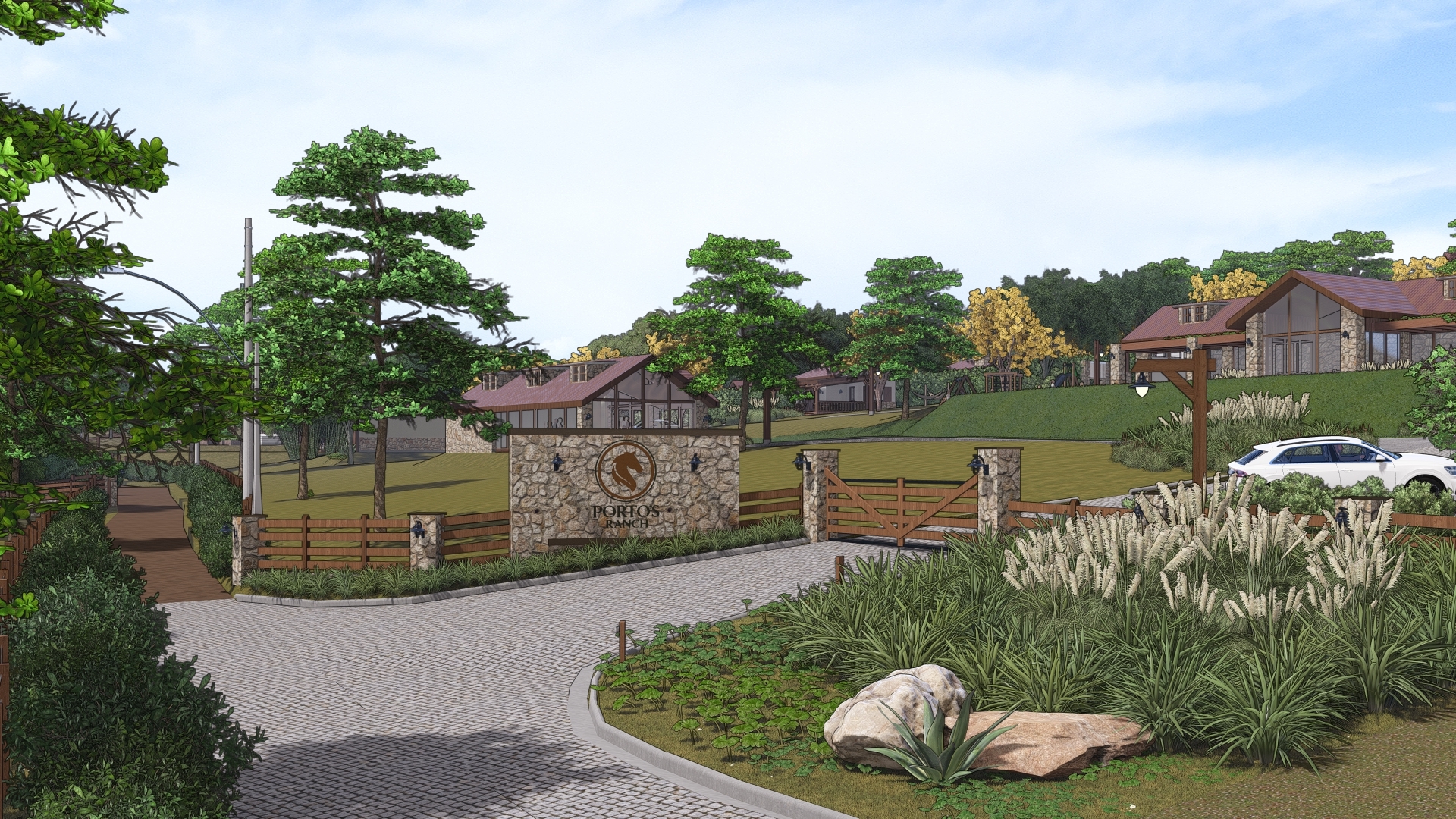 Porto's Ranch - porteira Porteira do projeto Porto’s Ranch da LEIVA Arquitetura Rural