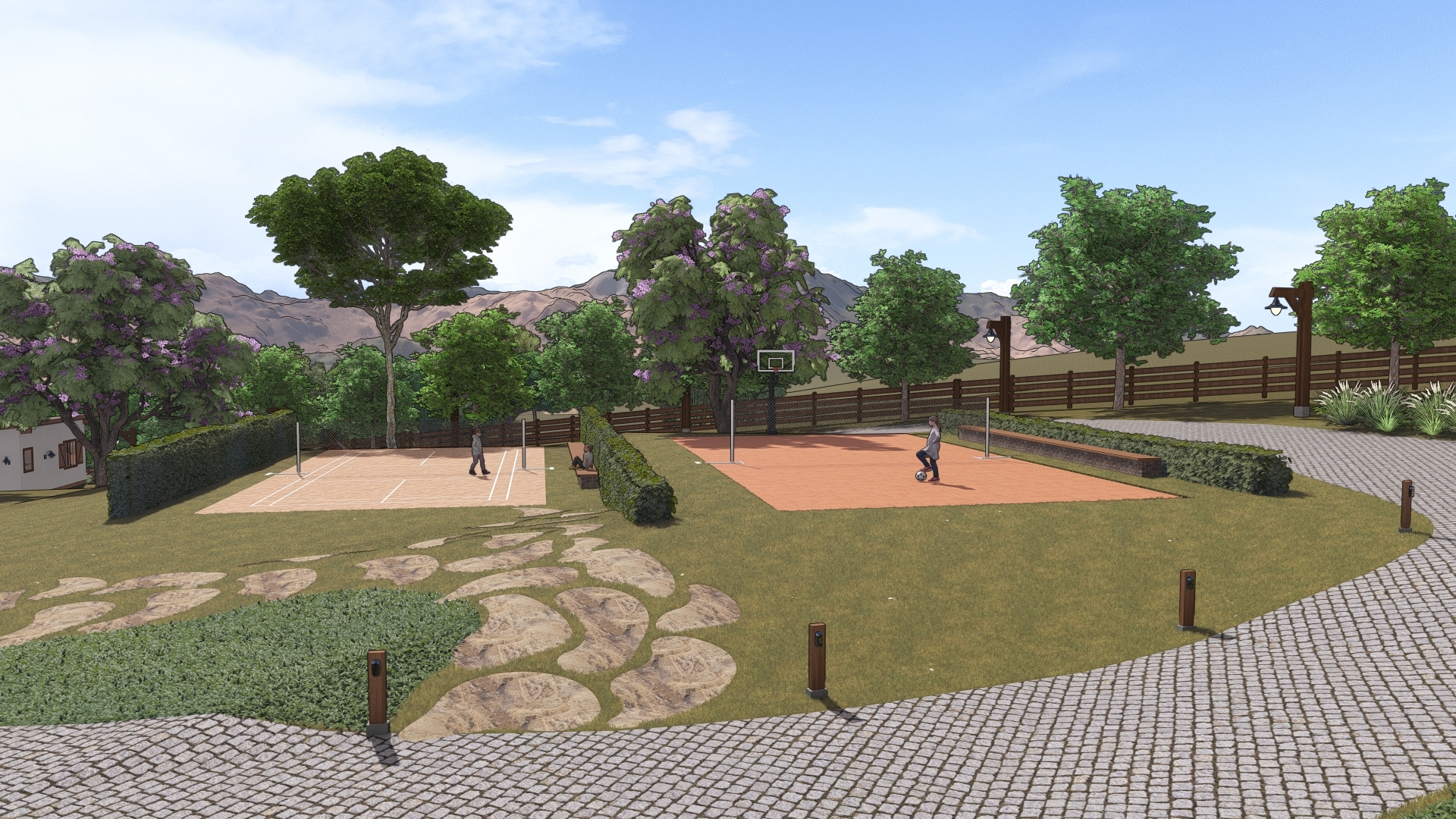 Porto's Ranch - quadras Quadras do projeto Porto's Ranch da LEIVA Arquitetura Rural