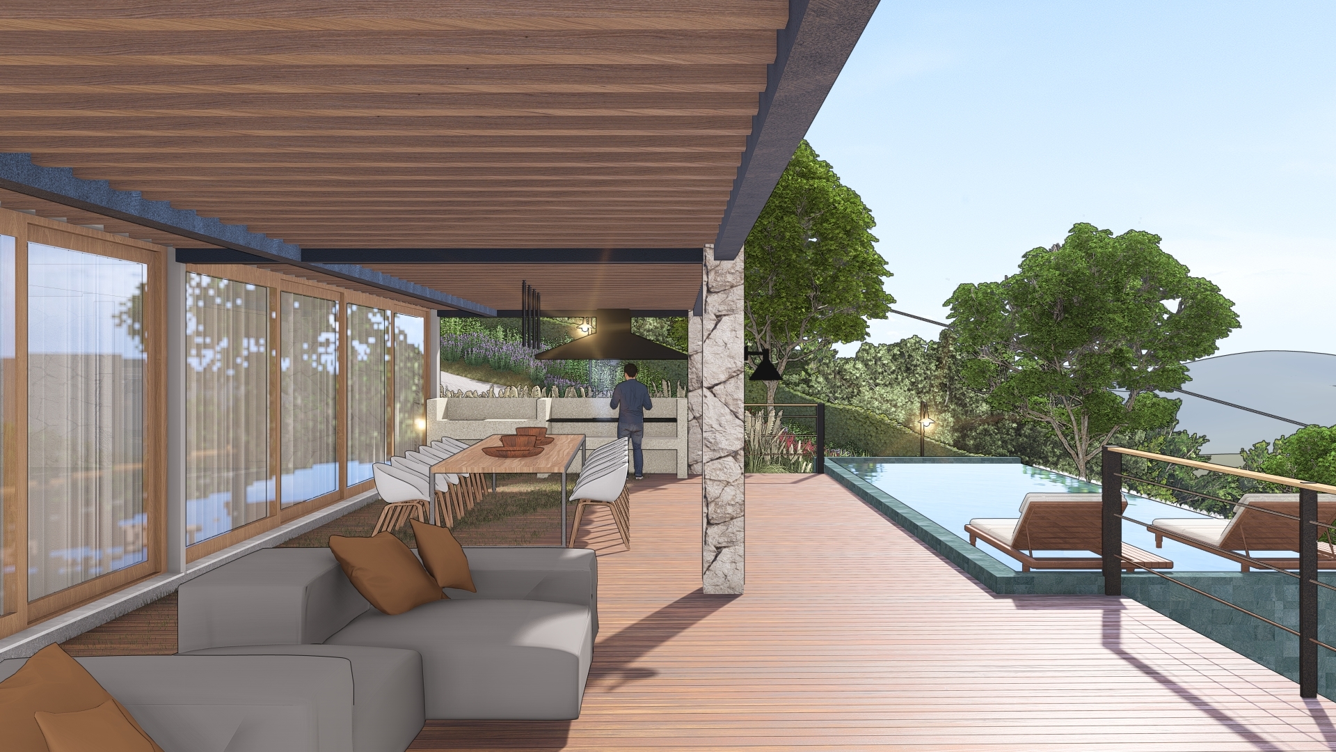 Wineyard Villa - área externa casa principal Área externa da casa principal do projeto Wineyard Villa da LEIVA Arquitetura Rural