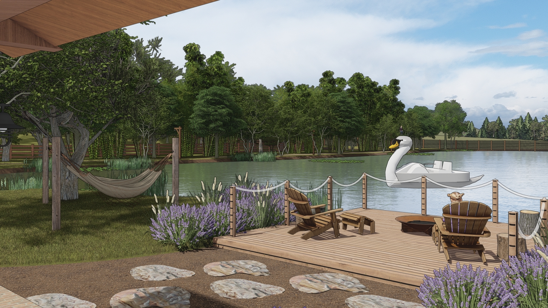 Sítio Colina Liberdade - deck no lago Deck no lago do projeto Sítio Colina Liberdade da LEIVA Arquitetura Rural