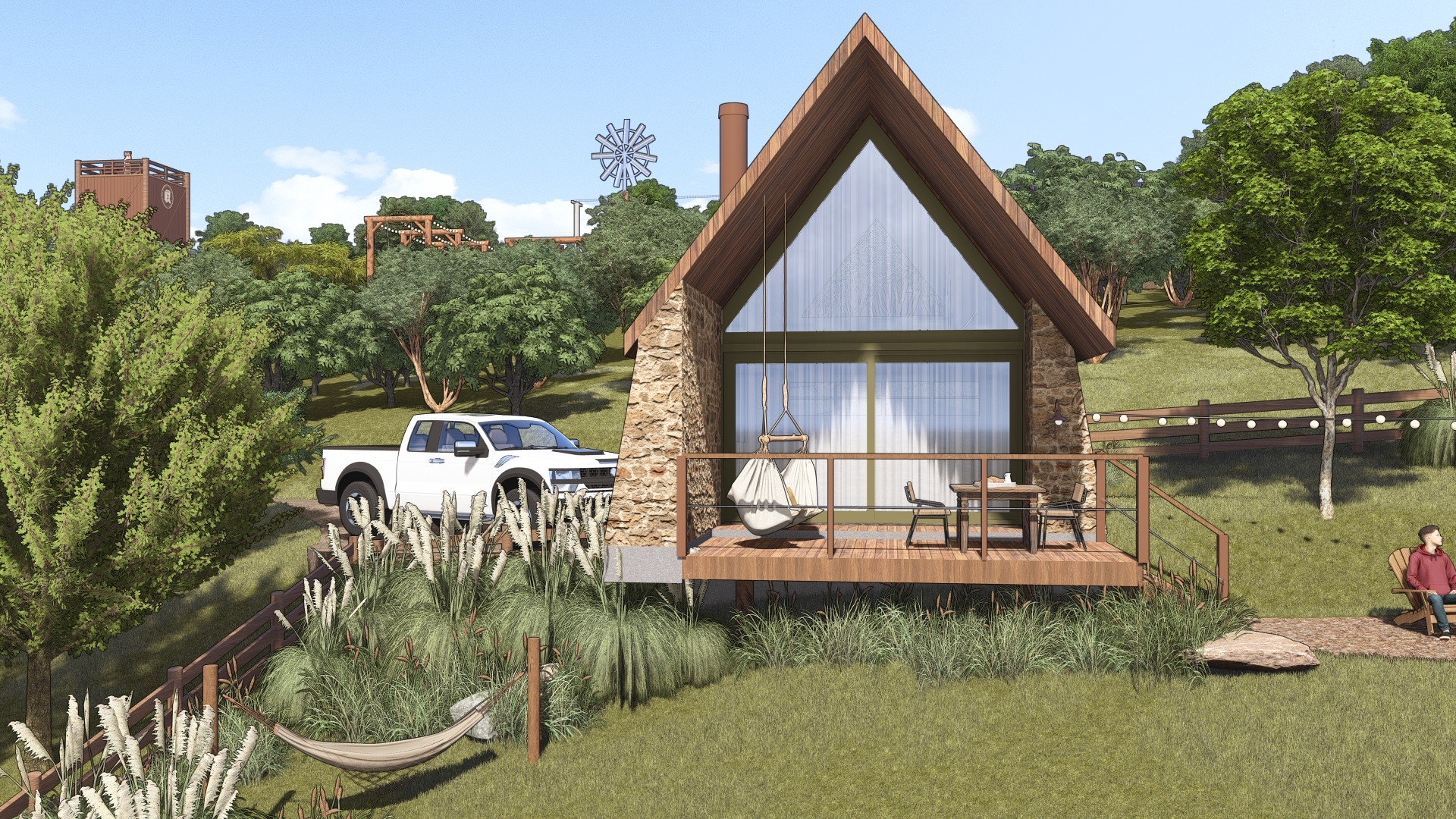 Cuesta Ranch - cabana de hospedagem 01 Cabana de hospedagem 01 do projeto Cuesta Ranch da LEIVA Arquitetura Rural