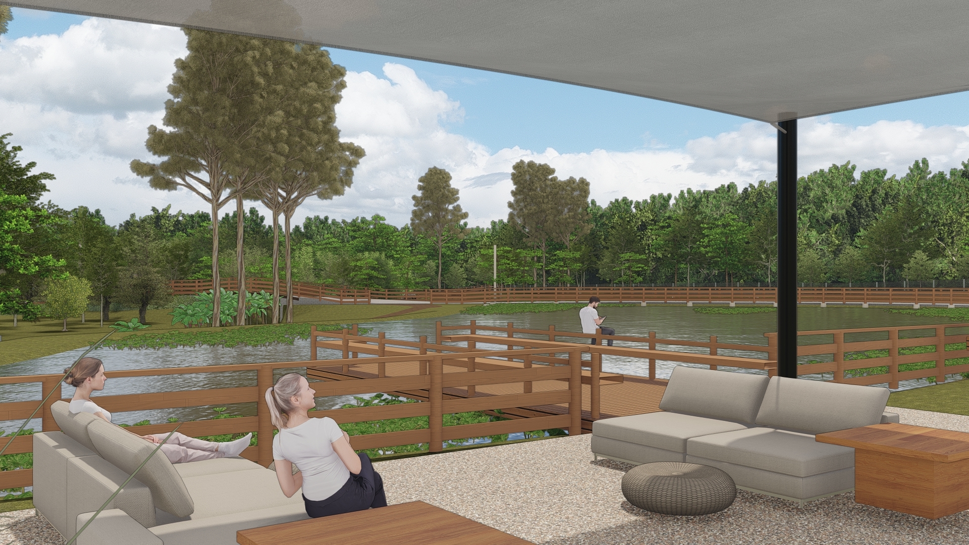 Sítio Larnou - lago Vista para o lago do projeto do Sítio Larnou da LEIVA Arquitetura Rural