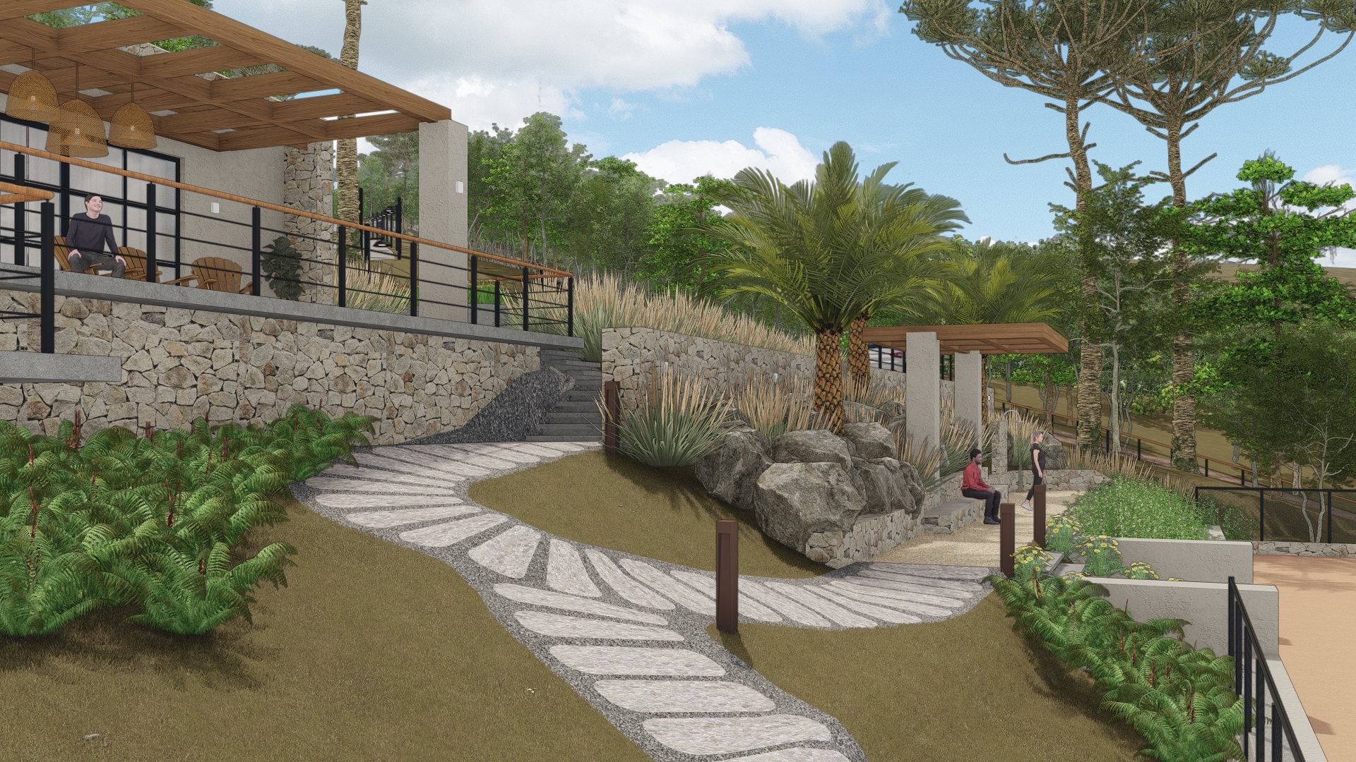 Sítio Roveda - área comum Area de uso comum do projeto Sítio Roveda da LEIVA Arquitetura Rural