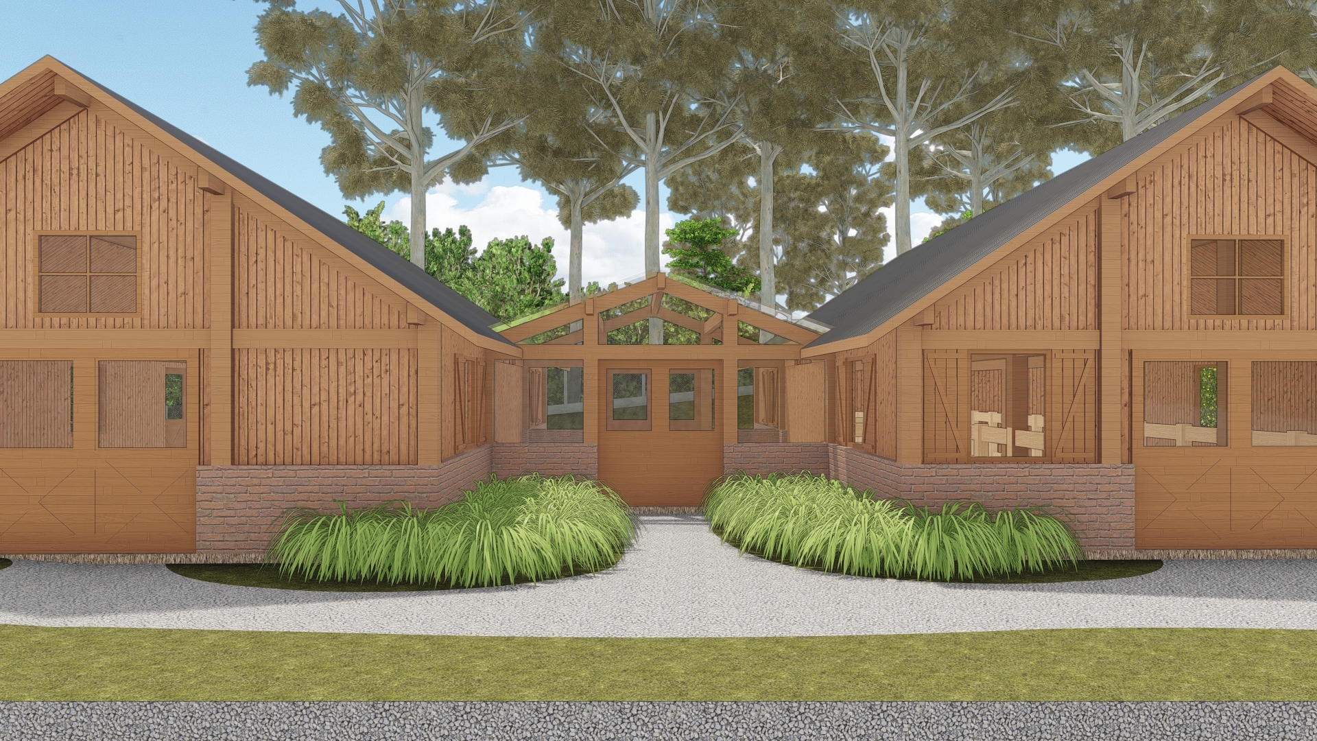 Sítio Larnou - área de serviço Estufa, galinheiro e galpão do projeto Sítio Larnou da LEIVA Arquitetura Rural